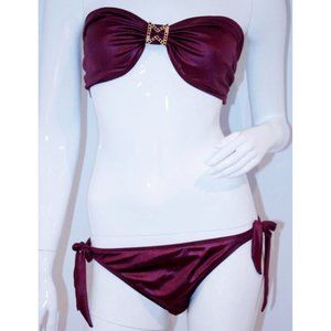 MARINA MARINA Burgundy SWIMWEAR Bikini Set CALESTO Back Tie BANDEAU L $218
